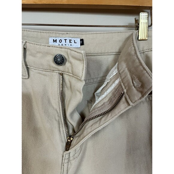 Motel Denim High Rise Wide Leg Tan Jeans, Relaxed Fit, Women Size XS - Picture 10 of 11